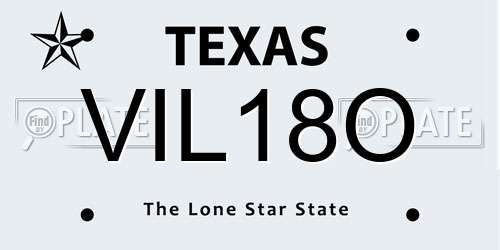 VIL18O Texas License Plate