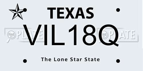 VIL18Q Texas License Plate