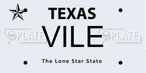 VILE Texas License Plate