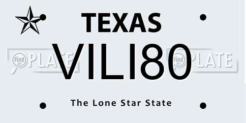 VILI80 Texas License Plate