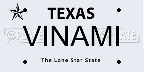 VINAMI Texas License Plate
