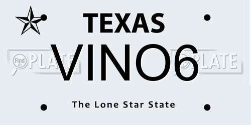 VINO6 Texas License Plate