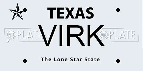 VIRK Texas License Plate