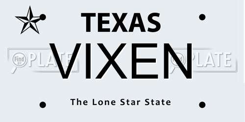 VIXEN Texas License Plate