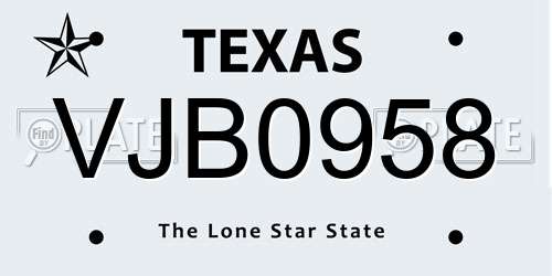 VJB0958 Texas License Plate