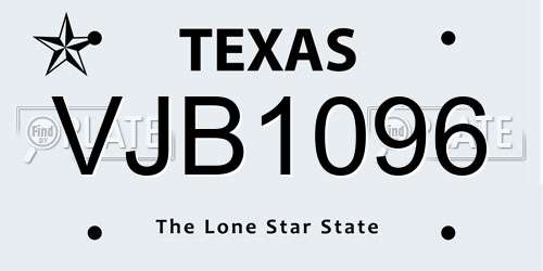 VJB1096 Texas License Plate