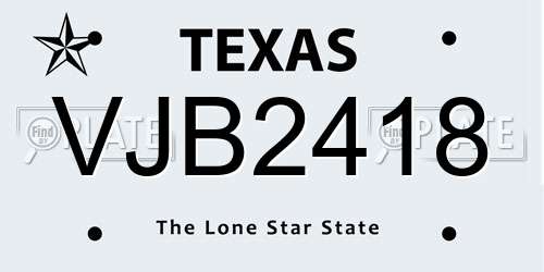 VJB2418 Texas License Plate