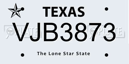 VJB3873 Texas License Plate