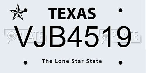 VJB4519 Texas License Plate