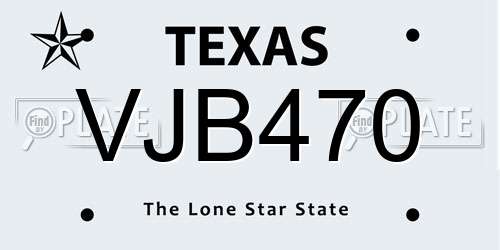 VJB470 Texas License Plate