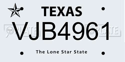 VJB4961 Texas License Plate