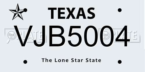VJB5004 Texas License Plate