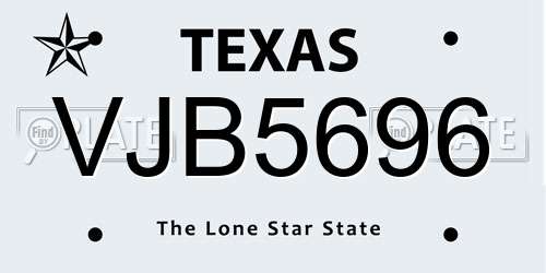 VJB5696 Texas License Plate