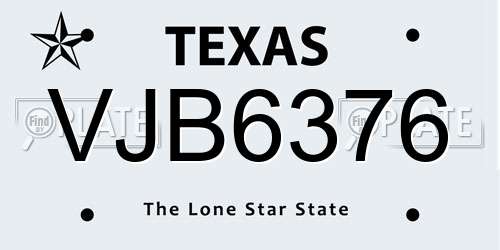 VJB6376 Texas License Plate