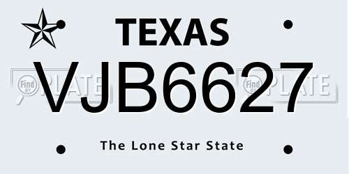 VJB6627 Texas License Plate