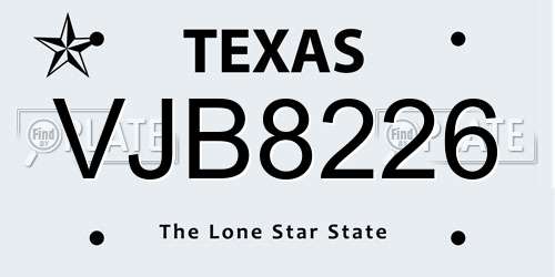 VJB8226 Texas License Plate
