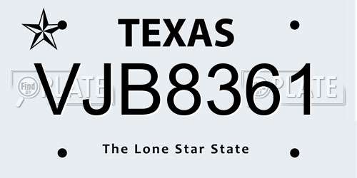 VJB8361 Texas License Plate