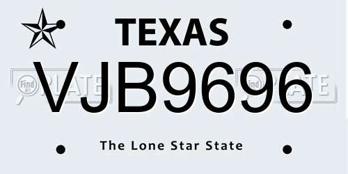 VJB9696 Texas License Plate