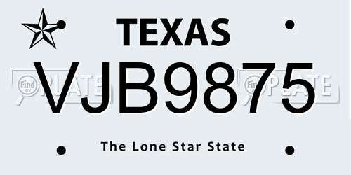 VJB9875 Texas License Plate