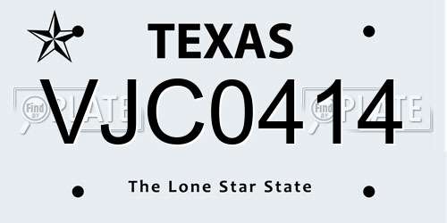 VJC0414 Texas License Plate