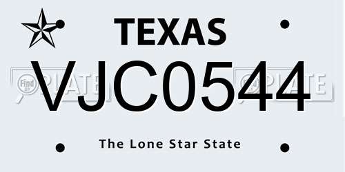 VJC0544 Texas License Plate