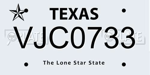 VJC0733 Texas License Plate