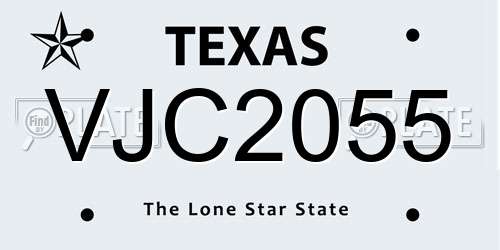 VJC2055 Texas License Plate