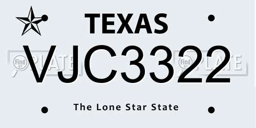 VJC3322 Texas License Plate