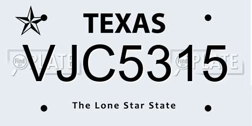 VJC5315 Texas License Plate
