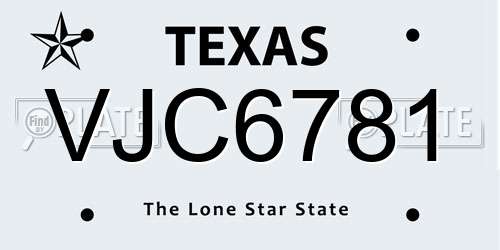 VJC6781 Texas License Plate