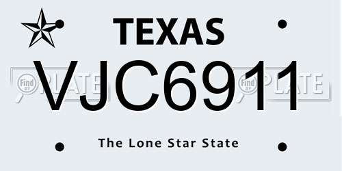 VJC6911 Texas License Plate