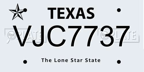 VJC7737 Texas License Plate