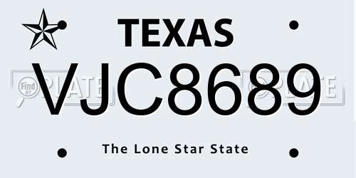 VJC8689 Texas License Plate