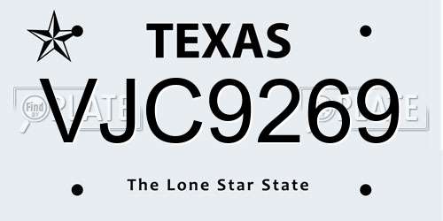 VJC9269 Texas License Plate