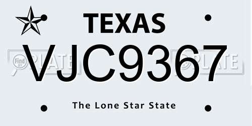 VJC9367 Texas License Plate