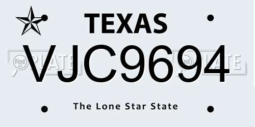 VJC9694 Texas License Plate