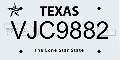 VJC9882 Texas License Plate