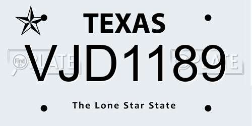VJD1189 Texas License Plate