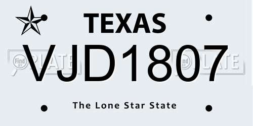 VJD1807 Texas License Plate