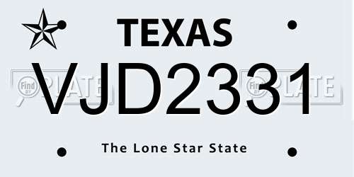 VJD2331 Texas License Plate