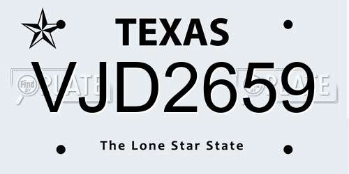 VJD2659 Texas License Plate