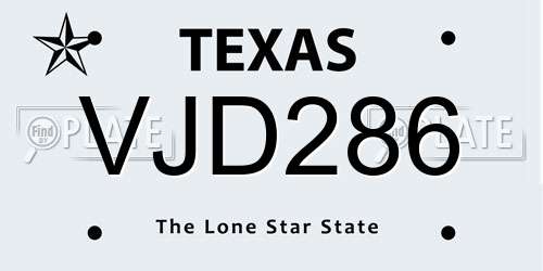 VJD286 Texas License Plate