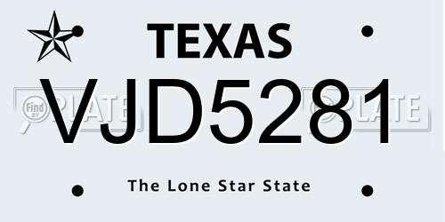 VJD5281 Texas License Plate