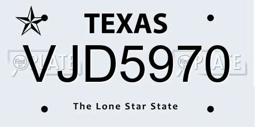 VJD5970 Texas License Plate