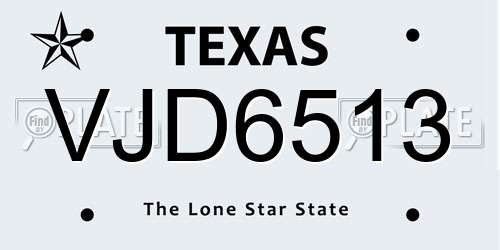 VJD6513 Texas License Plate