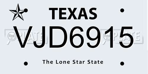 VJD6915 Texas License Plate