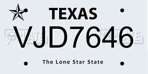 VJD7646 Texas License Plate