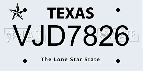 VJD7826 Texas License Plate