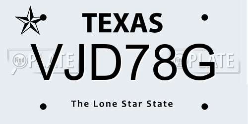 VJD78G Texas License Plate