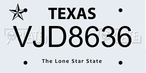 VJD8636 Texas License Plate